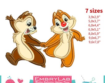 Applique Chip 'n Dale Rescue Rangers. Machine Embroidery Applique Design. Instant Digital Download (17391)