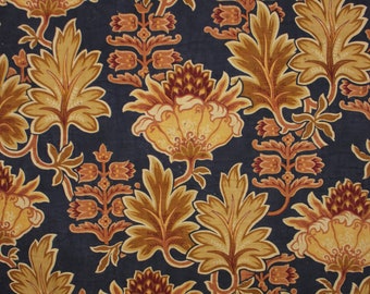French fabric art deco blue gold and purple linen and cotton antique floral cloth vintage textile 1900