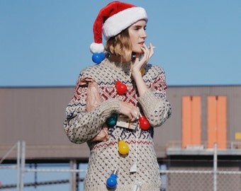 Vintage christmas sweater || vintage christmas knitted sweater || christmas jumper || reindeer jumper || reindeer sweater || santa sweater
