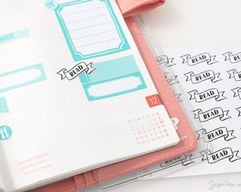 24 Read, Book, Study, Black and White, MDN, Header Stickers, Banner, School, College, Homework, Task, Chore, Bullet Journal, Diary, HDR37