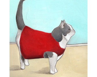 Art Print - Wall Art - Fine Art Print - Home Decor Art Print - Cat Print - Cat Art - Print of Cat Painting - 8x10 Print - Larkin Cat