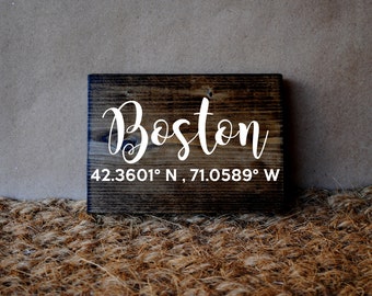 Coordinates, Hometown Sign | Wooden Sign, Housewarming Gift, Custom Coordinates sign, GPS Coordinates Gift, Latitude Longitude Sign