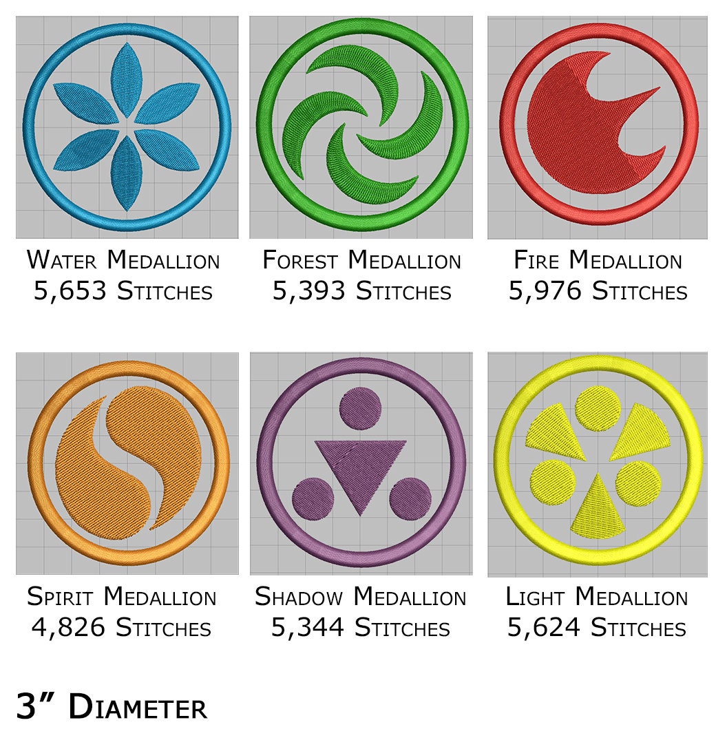 Zelda Spirit Medallions Set of Six Machine Embroidery design