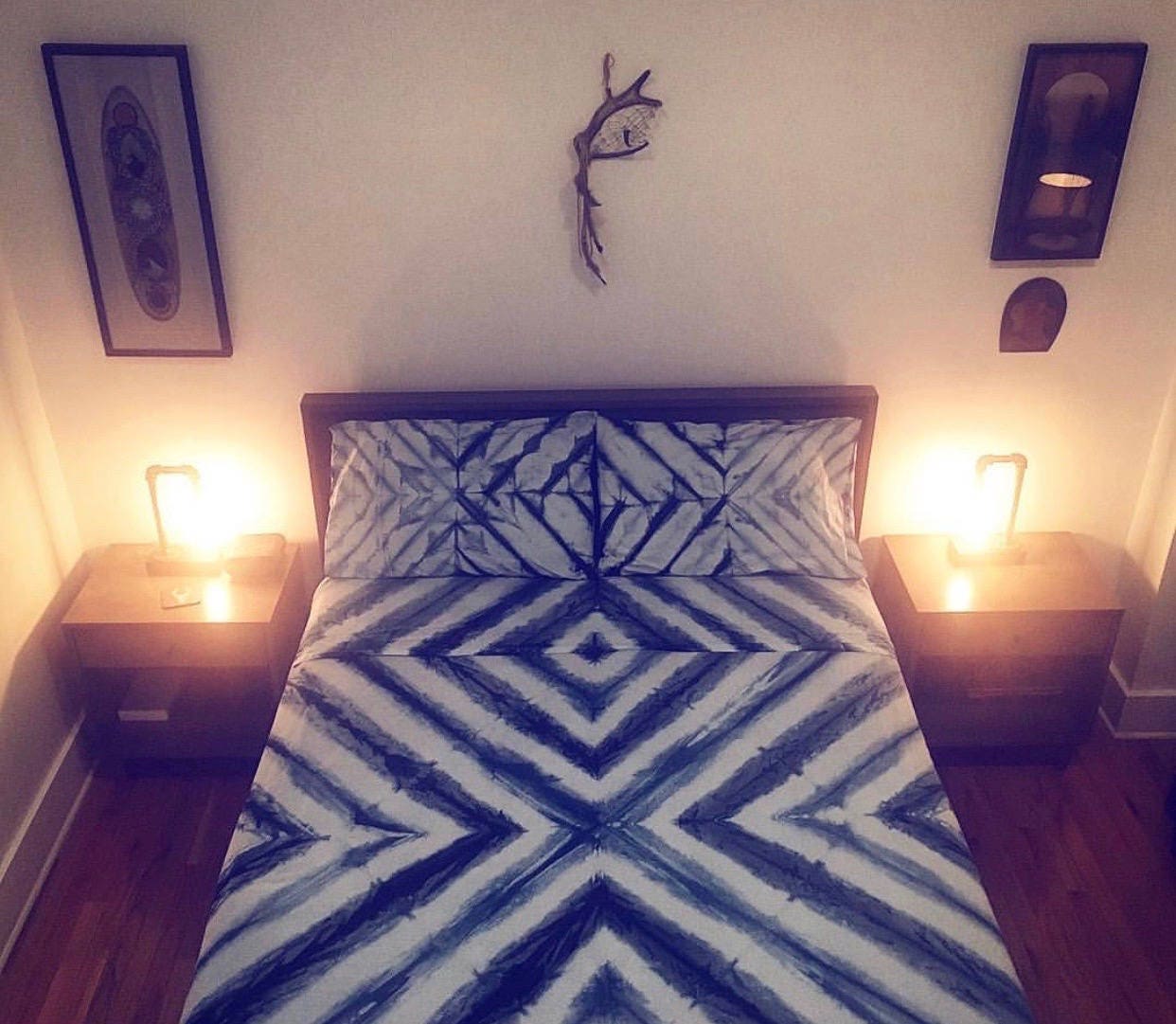 Hand Dyed Shibori Indigo Duvet Cover Set Bohemian