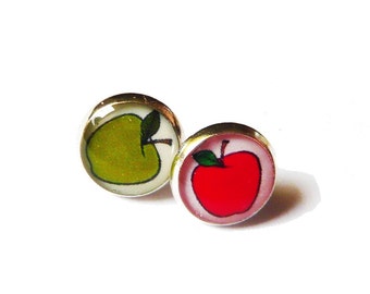 RED APPLE EARRINGS - Stud Earrings - Apple Jewelry - Fruit Earrings - Teacher Earrings - Favorite Teacher - Best Teacher - Gift Idea