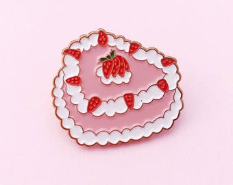 Strawberry cake enamel pin
