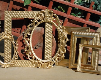 Set Of 6 Gold Shabby Chic Frames - PICTURE FRAMES - Ornate - Gallery Wall - Vintage Frame Collection