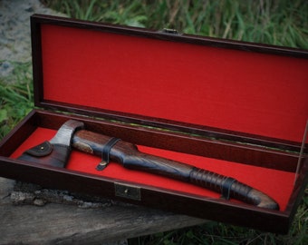 Hand forged Viking axe High carbon steel handmade hatchet axe with leather case Engraved custom axe Hunting camping battle tool Father gift