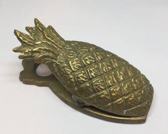 Vintage Brass Pineapple Clip Paperweight