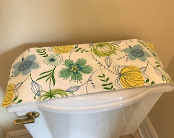 Toilet Tank Topper | Toilet Tank Runner | Bathroom Decor | Spring Bathroom Decor | Blue Decor | Bathroom Linens | Toilet Tank Cover