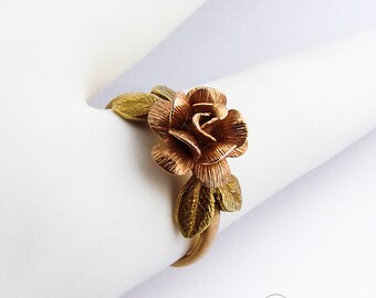 Figural Flower Ring 14K Rose Yellow Gold