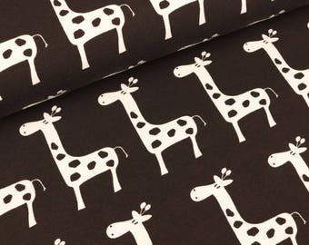 Cotton jersey Vicente Retro giraffes white on brown (14.90 EUR/meter)