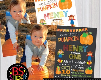 Our Little Pumpkin Invitation, Pumpkin 1st Birthday, Pumpkin 1st Birthday Invitation, Fall First Birthday Invitation