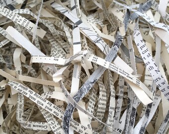 650g Shredded Naturally Aged Recycled Paper Reclaimed From Damaged Mixed Antique & Vintage Book Pages Upcyled Unusual Packing Material