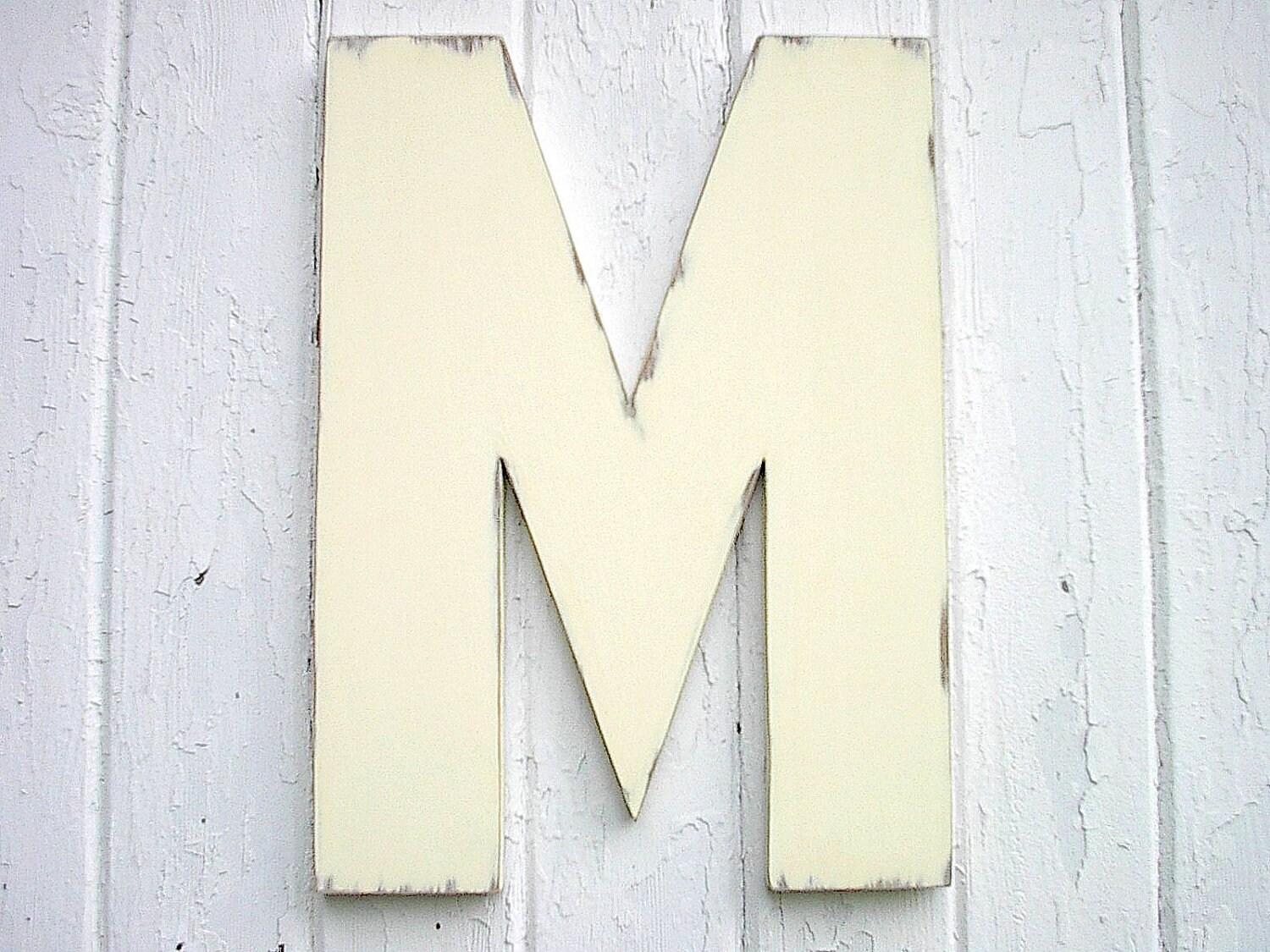 Wooden Letters 18 inch M Distressed Shabby Chic Rustic Cabin