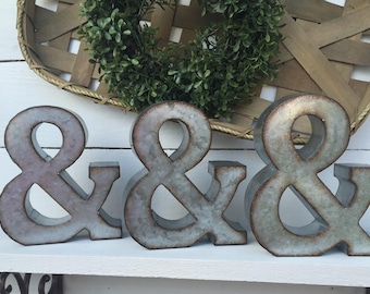 Metal Letters-Galvanized-Ampersand-home-wall decor-Personalized Letter-Tin Letter-Loft Decor-Industrial Decor-Dorm Decor-Wall Letter-A -Z