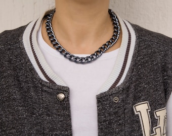 COLLANA catena di metallo, grigio scuro metal, metal, alla moda, donne regalo, accessori, regalo, donne, kaklarota, An-If In catene