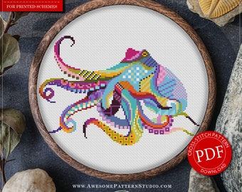 Mandala Octopus Cross Stitch Pattern for Instant Download *P295 | Lovely Cross Stitch| Room Decor| Needlecraft Pattern| Easy Cross Stitch