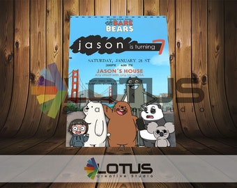 We Bare Bears Birthday Invitation Digital Download