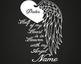 half heart half wing decal