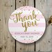 Faux Gold Foil & Pink Stripes Baby Shower Thank You Label, Custom Baby Shower Sticker, Personalized Pink Baby Shower Label Favor