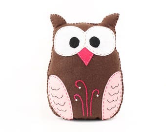 Stuffed Owl Sewing Pattern, Felt Owl Plush Softie, Woodland Owl Pattern, Owl Plushie, Owl Stuffie, Instant Download PDF