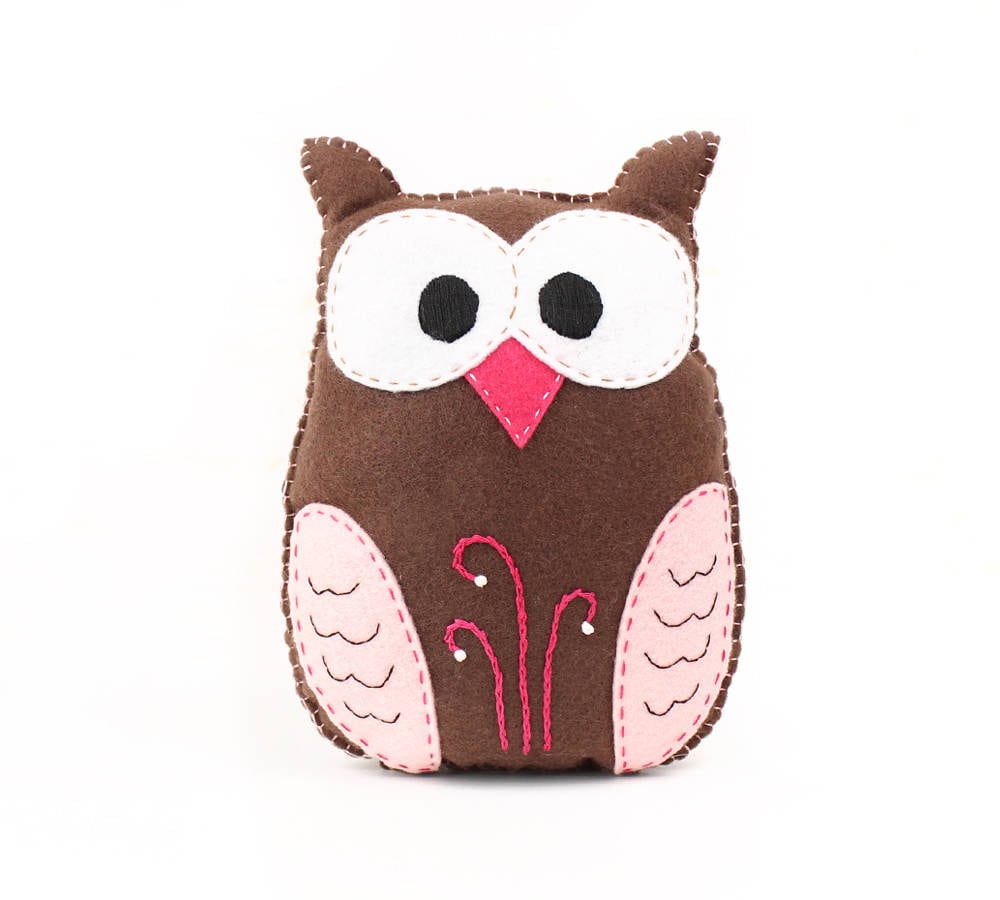  Stuffed  Owl  Sewing Pattern  Felt Owl  Plush Softie Woodland