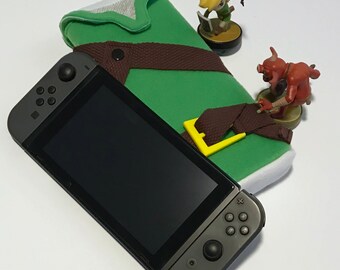 Green Tunic Nintendo Switch Case Legend of Zelda Gaming Accessory Carry Case Embroidery