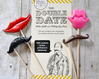 DIY Photo Booth Prop Kit - The Double Date - Set of 4