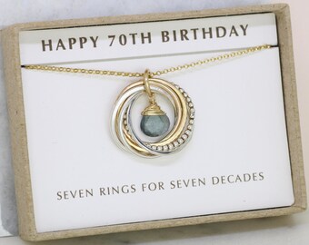 70th birthday gift, March birthstone jewelry for 70th, aquamarine jewelry for mother, 70th gift for her - Lilia