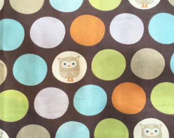 Owl Nursery Fabric Brown Polka Dot -- Neutral Nursery Fabric