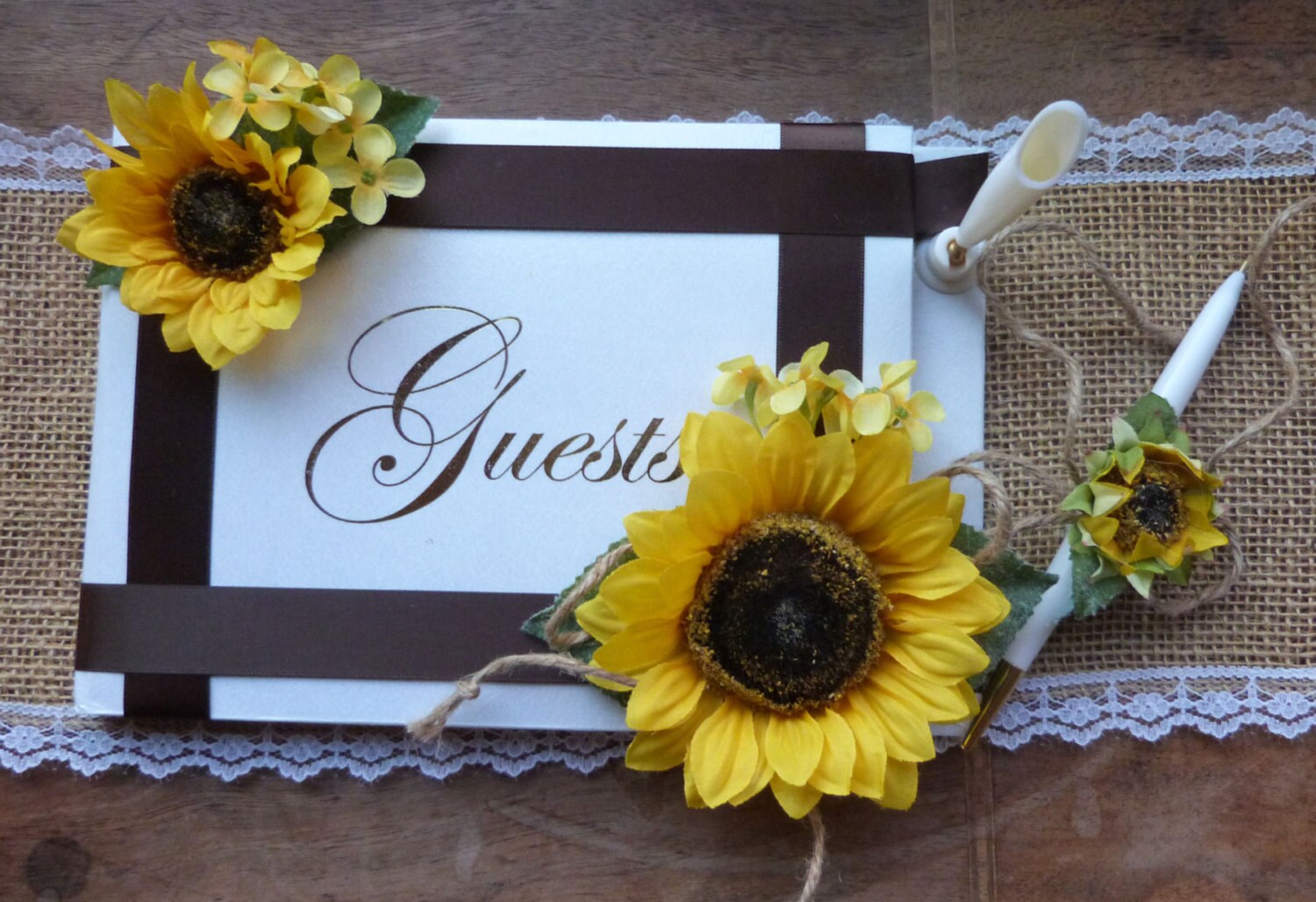 Sunflower Guest Book country wedding accessories