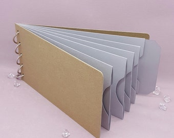 Gray Shades, Pocket Tag, Chipboard Album, Size 8-1/4" x 4-1/4", Scrapbooking, Memory Keeping, Photo Album, Kraft Covers