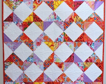 Handmade quilt for sale, patchwork quilt, lap quilt, Kaffe Fassett quilt