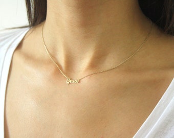 Tiny Name Necklace • Gold Name Necklace • Personalized Name Necklace • Personalized Jewelry • Bridesmaids Gift • Gift for Her
