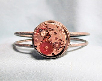 Steampunk Vintage Watch Movement Cuff Bracelet OOAK