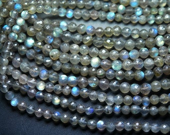14 Inch Strand, Finest Quality,Blue Flashy Labradorite Faceted Round BALLS Beads,5.5mm