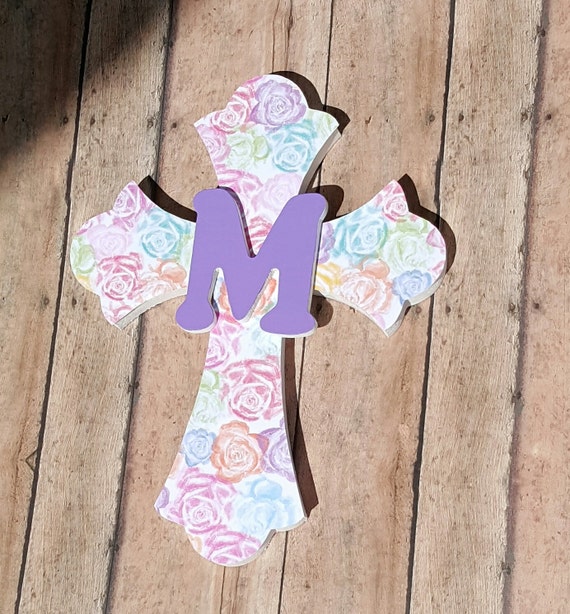Items similar to Baptism Cross Cross For Girls Rises Gift Baby Girl