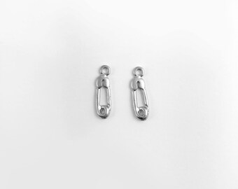 2Pcs MATTE Silver Safety Pin Charm Solidarity Pin Pendant Jewelry Supply LIMITED EDITION 2PSM-S