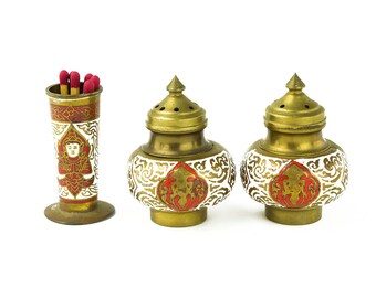 Brass Salt and Pepper Shaker 3 Piece Set - Siam