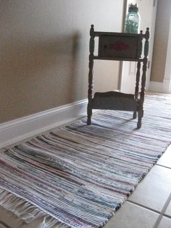 Old fashioned multi rag rug 25 x 86