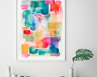 Abstract watercolor print, colorful art, abstract giclee print, watercolor painting, abstract art print, VictoriAtelier