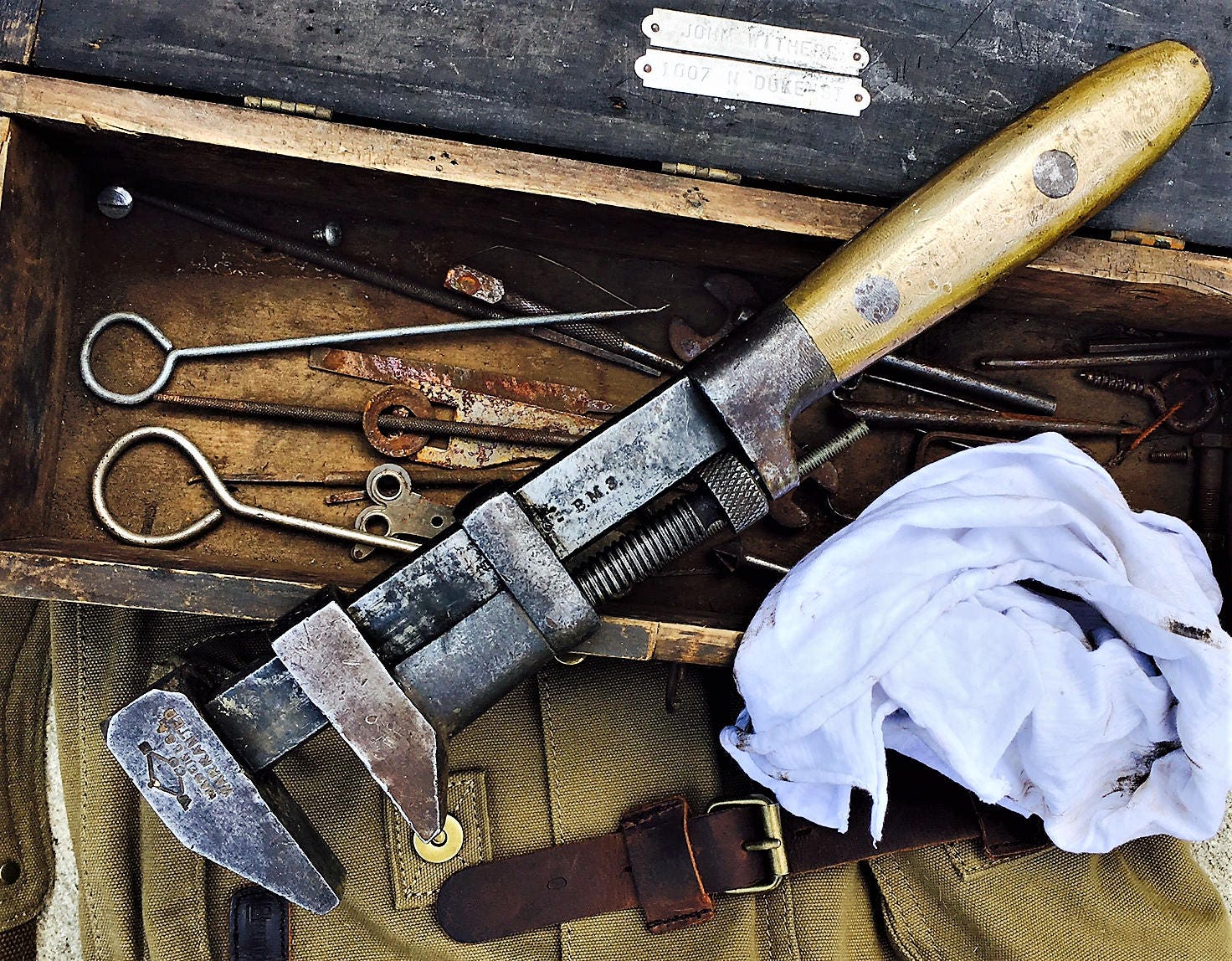 Vintage Whitman Barnes Monkey  Wrench  Antique Pipe Wrench 