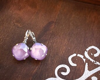Swarovski Crystal Drop Earrings in Lilac