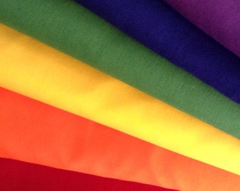 SALE -One Half Yard of each color of fabric - Six Rainbow Colors