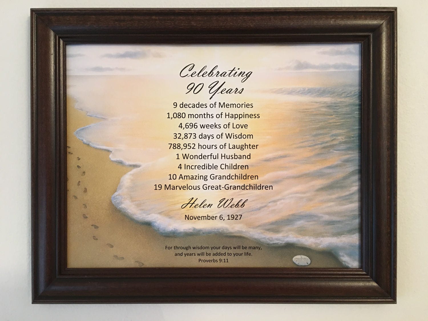 90th Birthday Gift Religious Birthday Gift Idea Framed Born