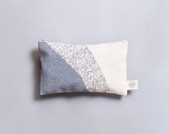 Pencil Case, Printed Cotton, Grey and Cream. Cotton Case. Pencil Pouch. Small Cases. Cosmetic Cases. Zipper Purse. Gifts for Students.