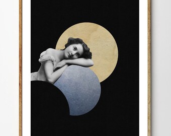 Surreal Art Print, Geometric Print, Portrait Art, Collage Art, Vintage Art, Surreal Photography, Vintage Photo // Mesmerized