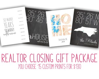 Closing Gifts Bundle Real Estate Gift Moving Art Print Address Housewarming Agent Welcome Home