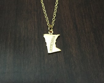 Minnesota Necklace, Minnesota, gold Minnesota necklace, Minnesota jewelry, Minnesota pendant, state necklace, state, necklace, gold necklace